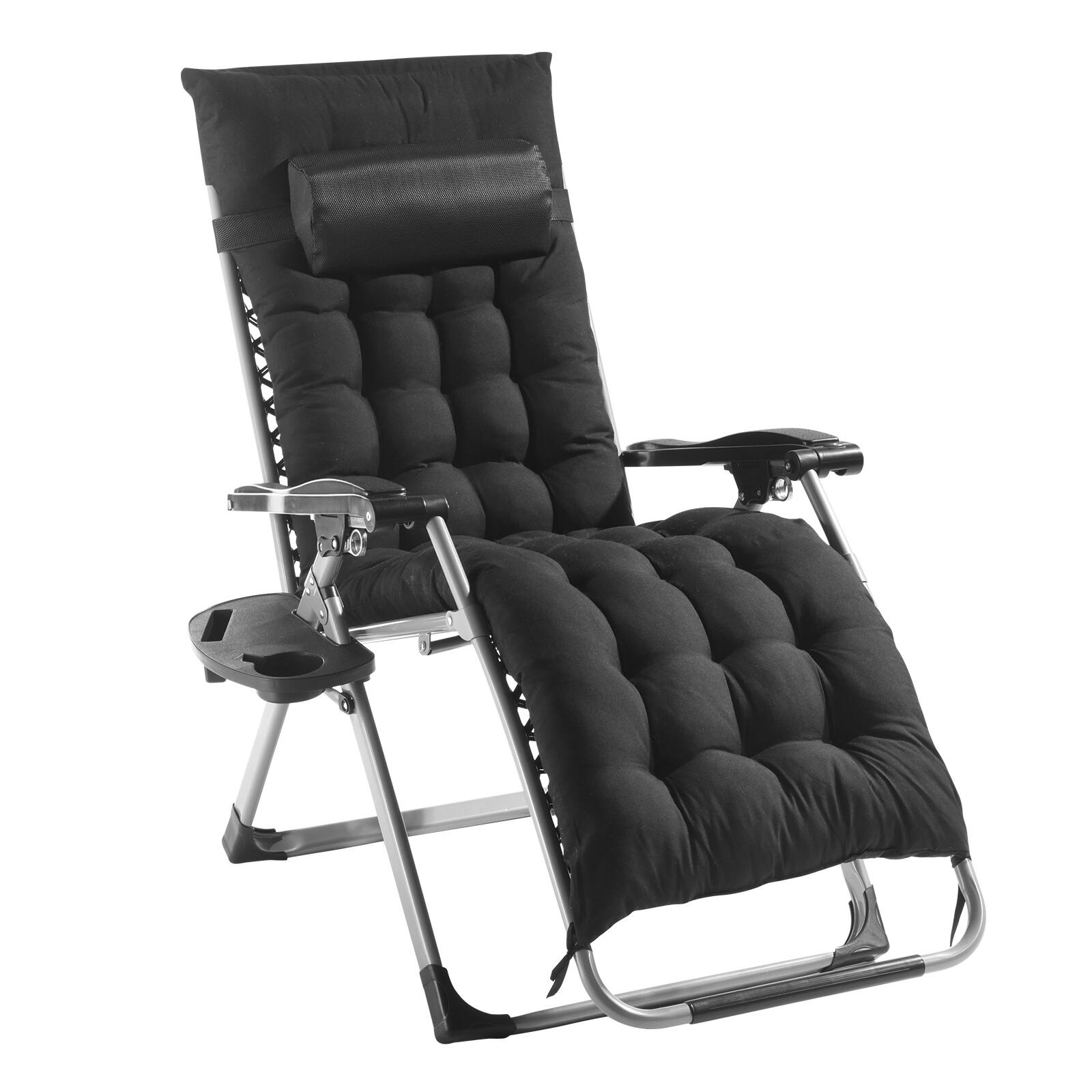 Alt View 5. VEVOR - Zero Gravity Chair, 26 inch Zero Gravity Recliner Lounge Chair for Indoor and Outdoor, Adjustable Anti Gravity Chair - Black.