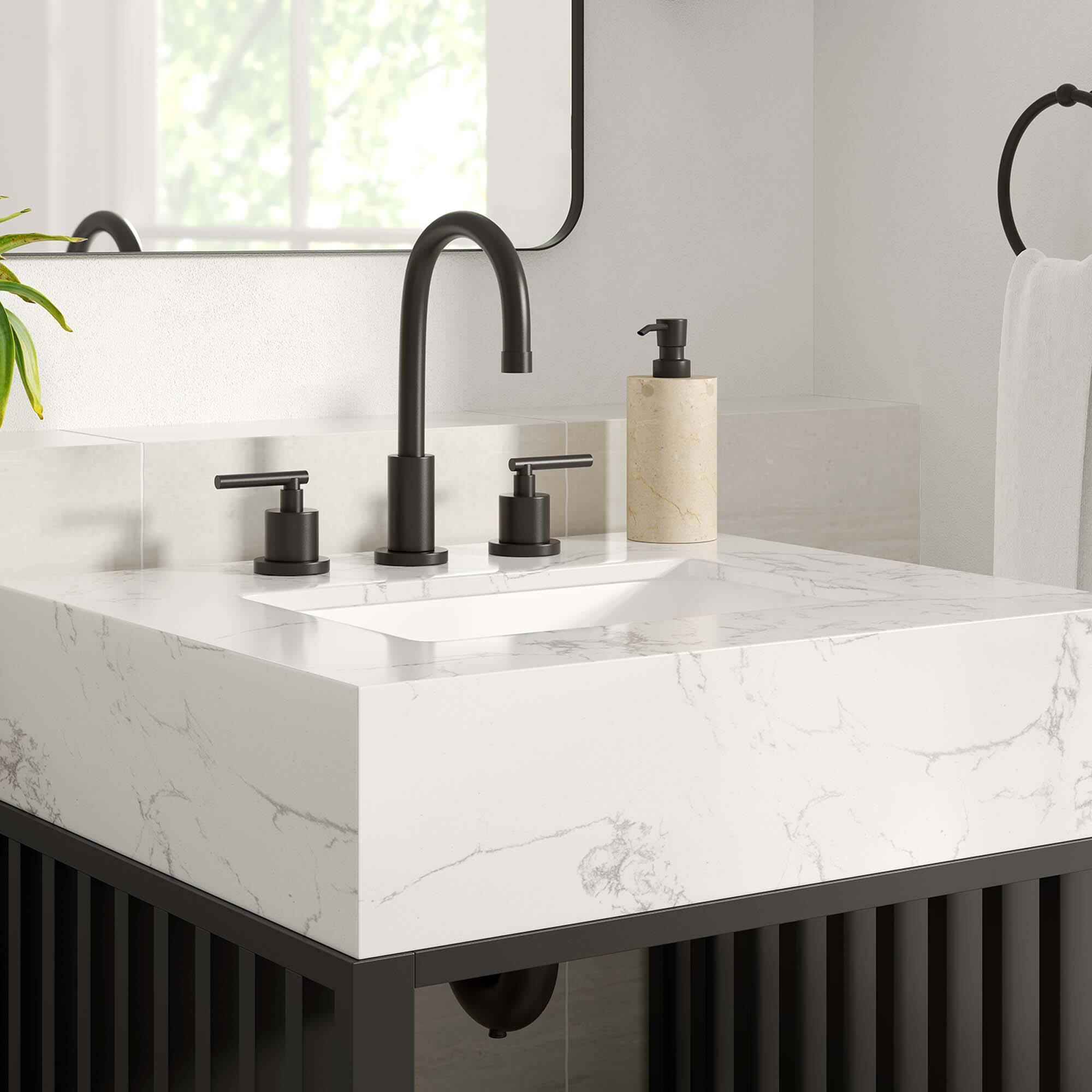 Back. Modway - Gridiron Bathroom Vanity Basin Included by Modway - White Black.