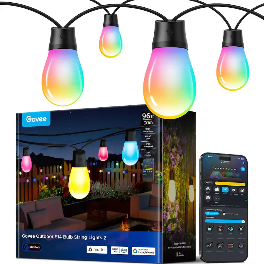 Govee Smart Outdoor S14 Bulb String Lights 2 Black H702B - Best Buy
