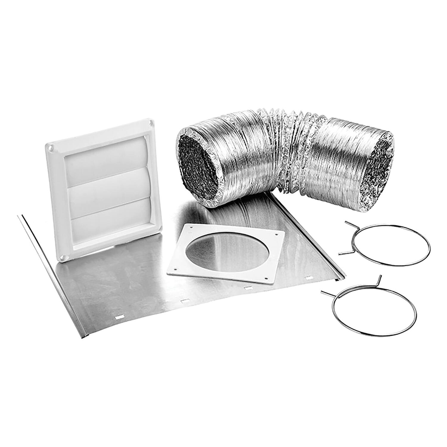 Back. Lambro - 4" x 8-ft UL 2158A Transition Duct Louvered Vent Kit.