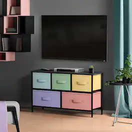 Sorbus - TV Stand Dresser with 5 Drawers - Television Riser Chest with Storage - Fits Most TVs, Bedroom, Living Room - Pastel black