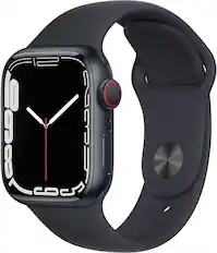 Front. Apple - Watch Series 7 Aluminum 45 mm (GPS + Cellular) - Midnight.