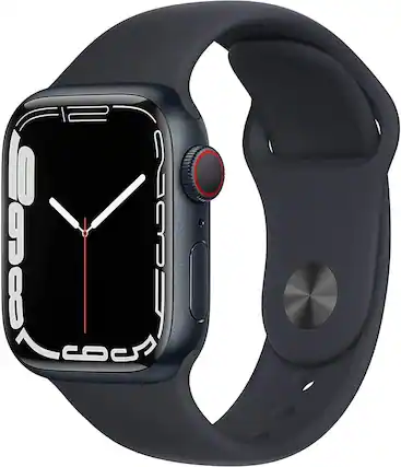 Front. Apple - Watch Series 7 Aluminum 41 mm (GPS + Cellular) - Midnight.