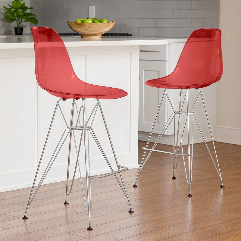 LeisureMod Cresco Modern Acrylic Barstool, Clear Swivel Counter Height ...