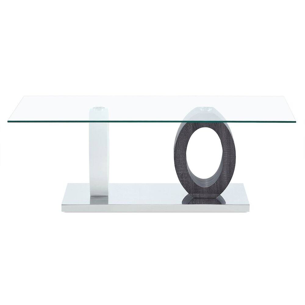 Angle. Global Furniture USA - Contemporary Coffee Table, Clear,Dark Grey,Silver,White - Clear.