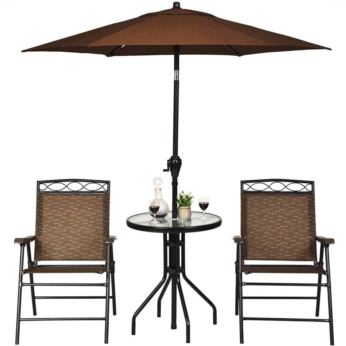 Alt View 5. Gymax - Gymax 3PCS Bistro Set Conversation Set Pub Patio Outdoor w/ Folding Chairs Table - as pic.