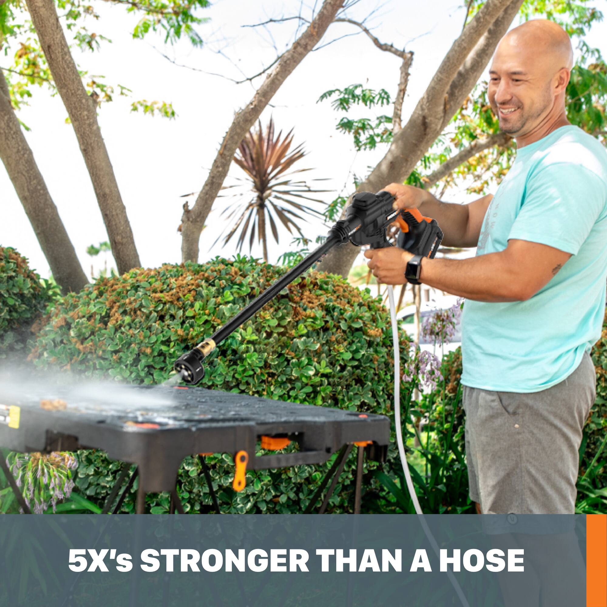The text on the image reads "5X's Stronger Than a Hose."