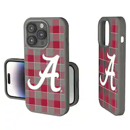 Keyscaper - NCAA - Alabama Crimson Tide Plaid Soft Touch iPhone Case - 15 - Gray