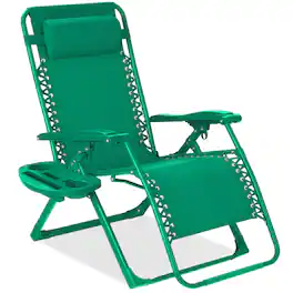 Best Choice Products - Monochromatic Zero Gravity Chair, Folding Patio Recliner w/Side Tray, Headrest - Emerald