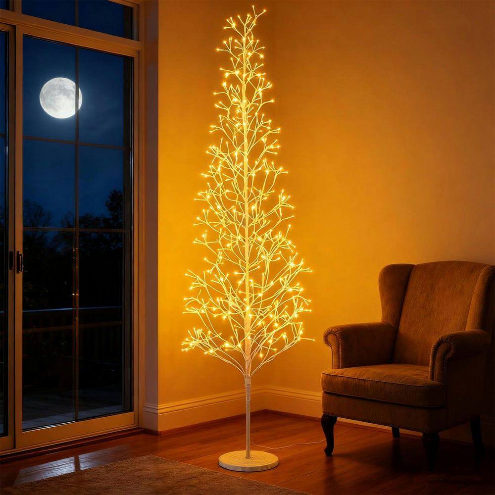 Alt View 1. Resenkos - Resenkos 7-Ft Pre-Lit Lighted Birch Twig Tree - Warm White LEDs, White - White.