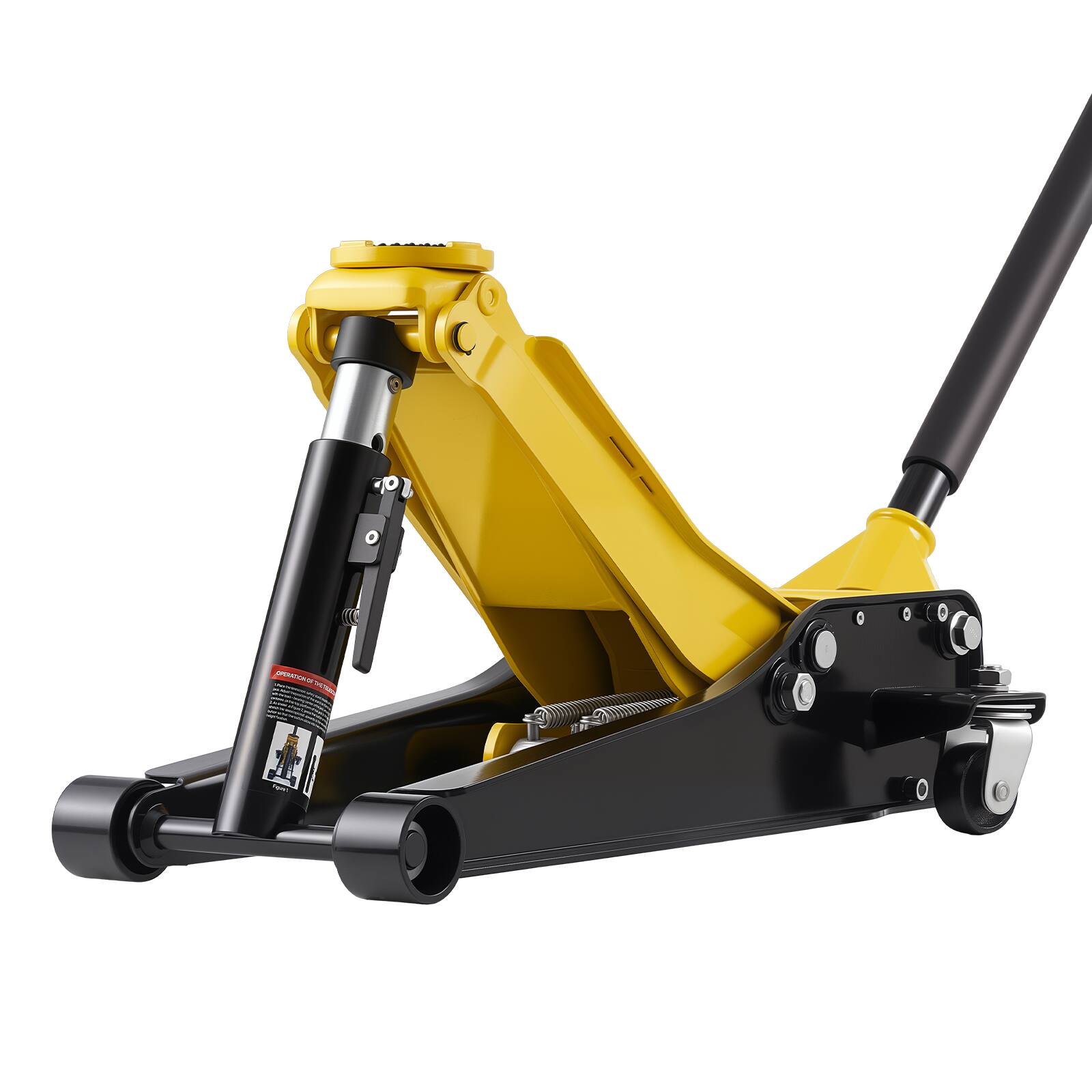 Alt View 5. VEVOR - Low Profile Floor Jack, 3 Ton (6614 lbs) Capacity, Steel Racing Floor Jack with Dual Pistons Quick Lift Pump, Hydraulic - Black;Yellow.
