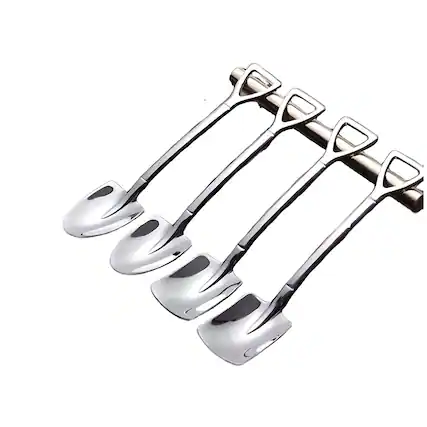 Front. Kitcheniva - Stainless Steel Shovel Teaspoon Set For Ice Cream Dessert 6Pcs - Silver.