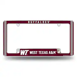 Rico Industries - West Texas A&M Buffaloes Chrome Metal License Plate Frame with Full Frame Team Color Graphics - Multi