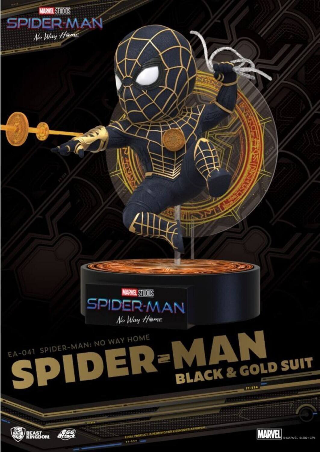 MARVEL STUDIOS SPIDER-MAN: NO WAY HOME
SPIDER-MAN BLACK & GOLD SUIT
EA-041
BEAST KINGDOM
FINAL PRODUCT IS SUBJECT TO LICENSOR'S APPROVAL
MARVEL © 2021