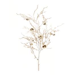 BreeBe - Flocked Sleigh Bell Twig Branch (Set of 2) - Gold, White