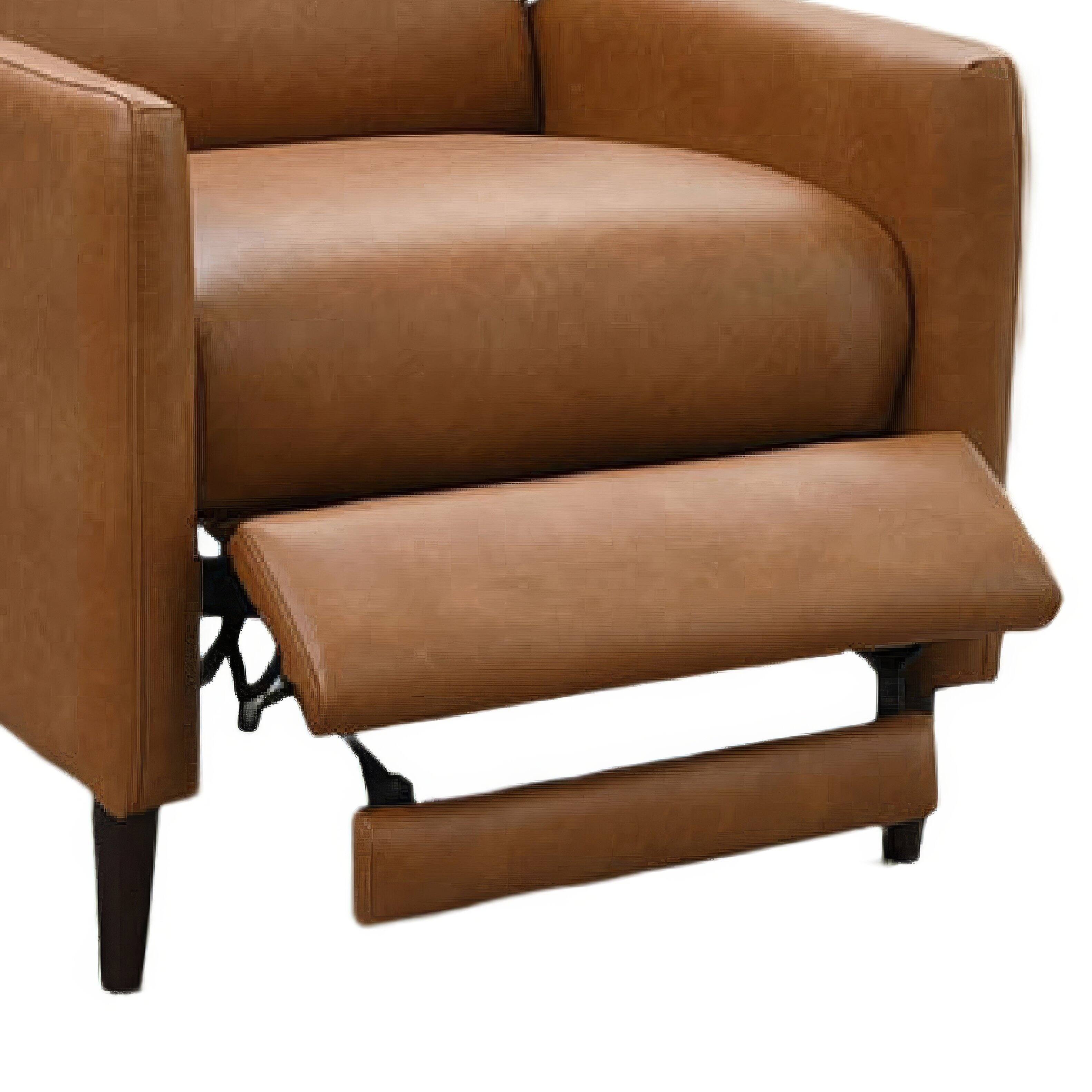 Left. Manhattan Lane - Cien Pushback Recliner Chair, High Back and Tape Legs Faux-Leather - Brown, Dark Espresso Brown.