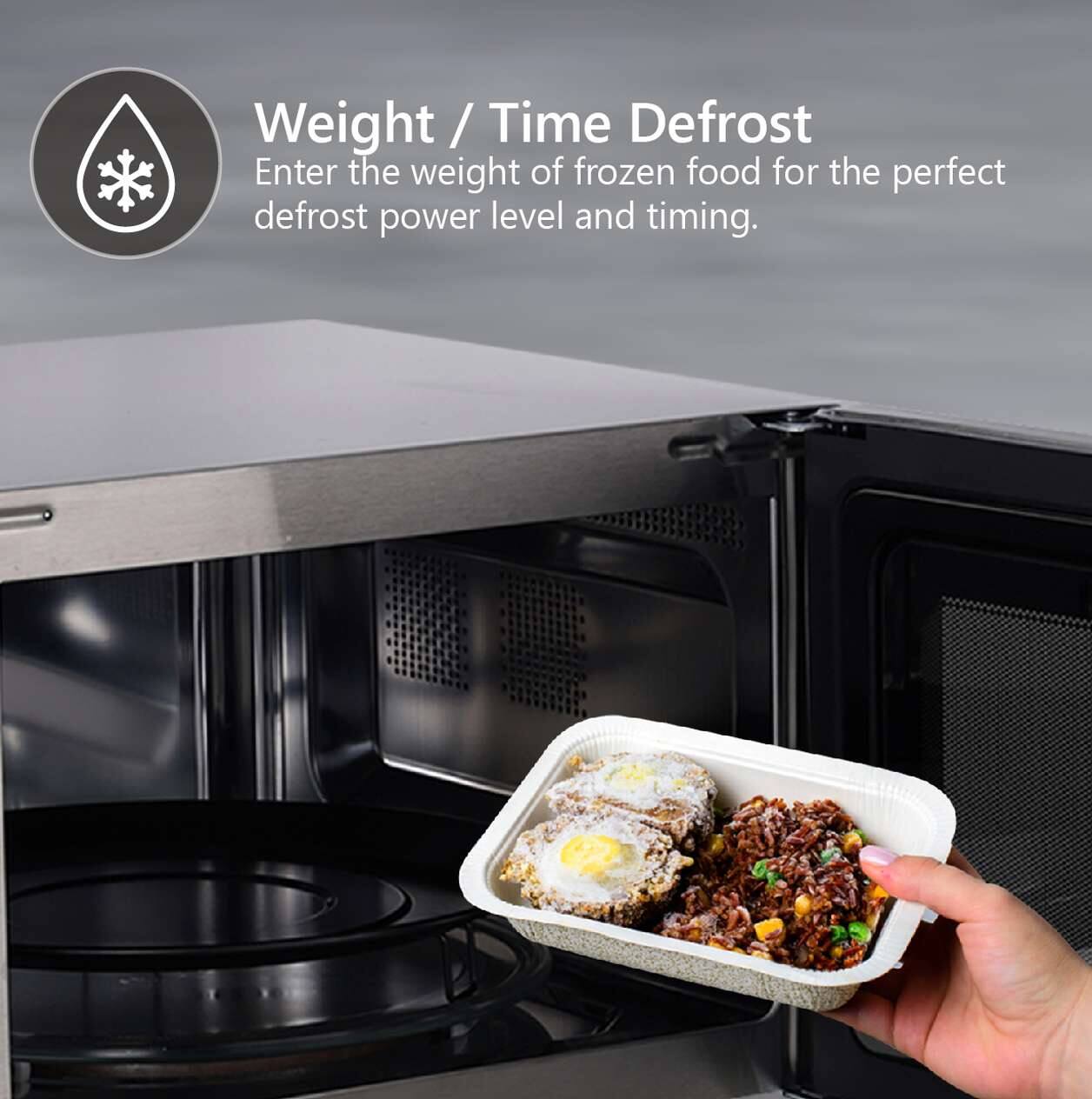 Weight / Time Defrost  
Enter the weight of frozen food for the perfect defrost power level and timing.