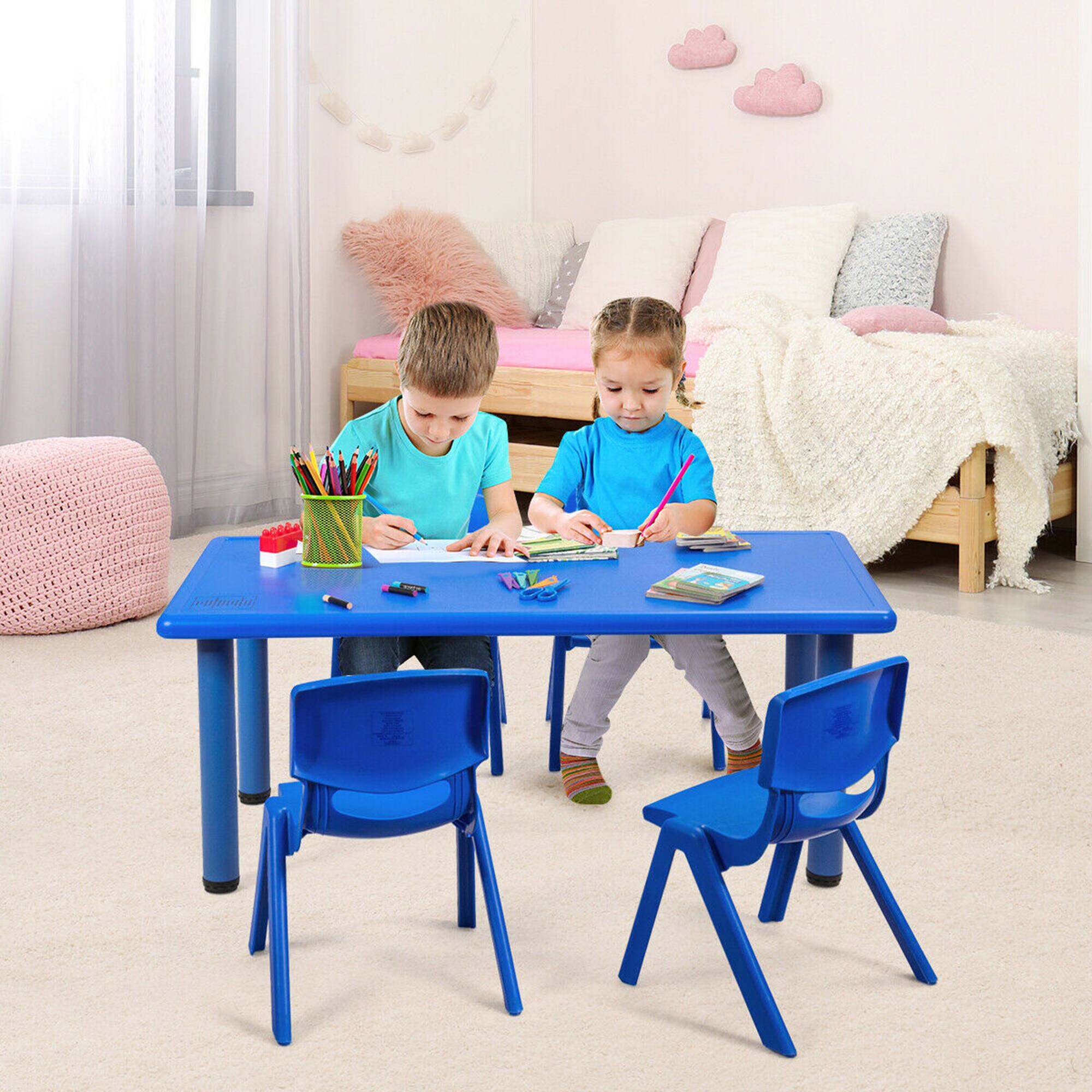 Alt View 3. Gymax - Gymax Kids Plastic Rectangular Learn and Play Table Playroom Kindergarten Home Blue - Blue.