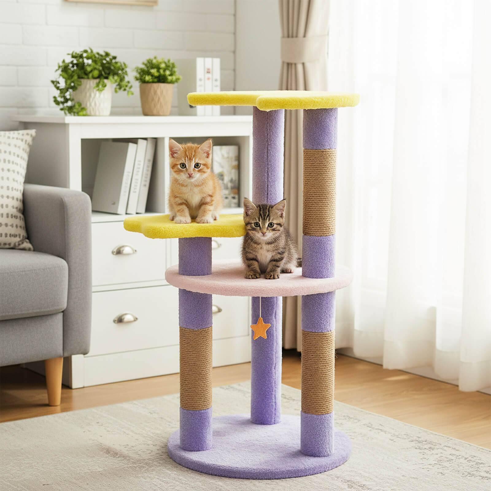 Alt View 3. Costway - Costway 29" Cute Modern Cat Tree with Star & Moon Shaped Platforms, Jute Scratching Posts.