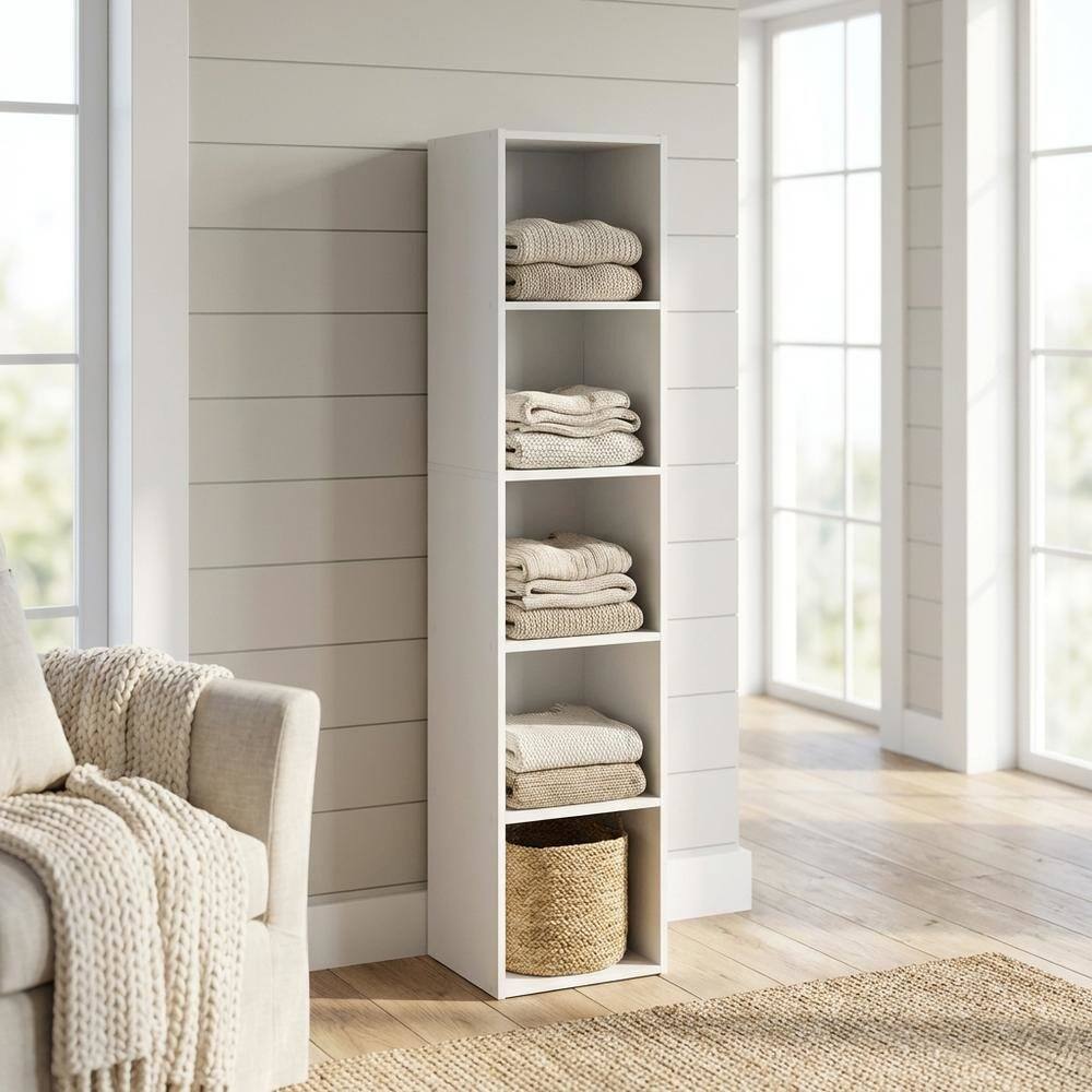 Alt View 3. FurniFact - Engineered Wood 5-Tier Open Shelf Closet and Storage Organizer - White.