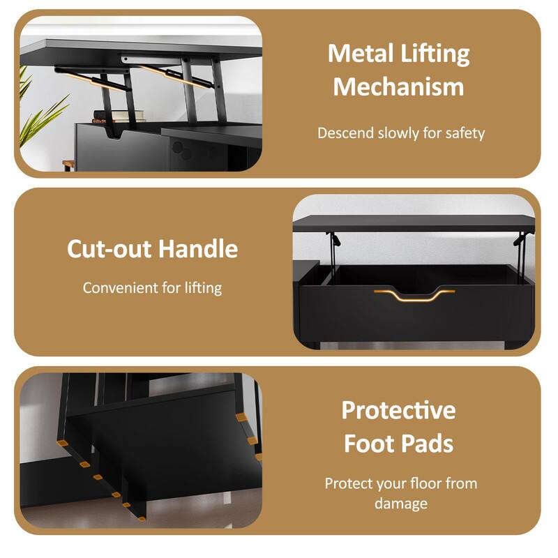 Metal Lifting Mechanism  
Descend slowly for safety  

Cut-out Handle  
Convenient for lifting  

Protective Foot Pads  
Protect your floor from damage