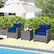 Alt View 4. Costway - 3PCS Patio Rattan Furniture Bistro Set Cushioned Sofas Side Table Armrest - Grey Rattan & Navy Cushion.