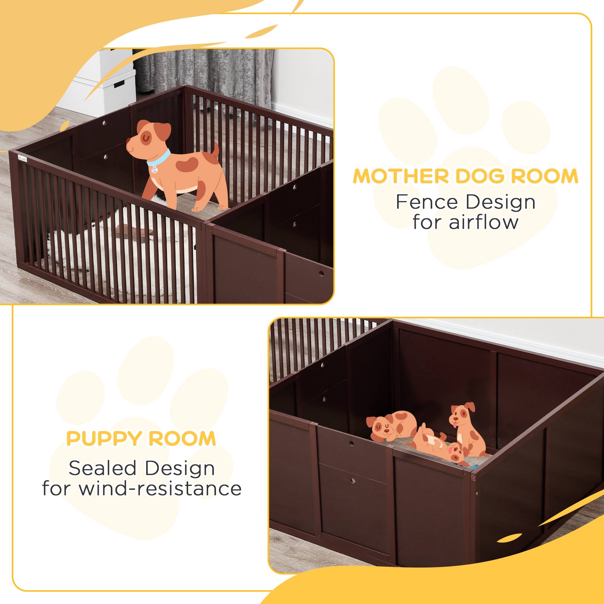 MOTHER DOG ROOM  
Fence Design for airflow  

PUPPY ROOM  
Sealed Design for wind-resistance