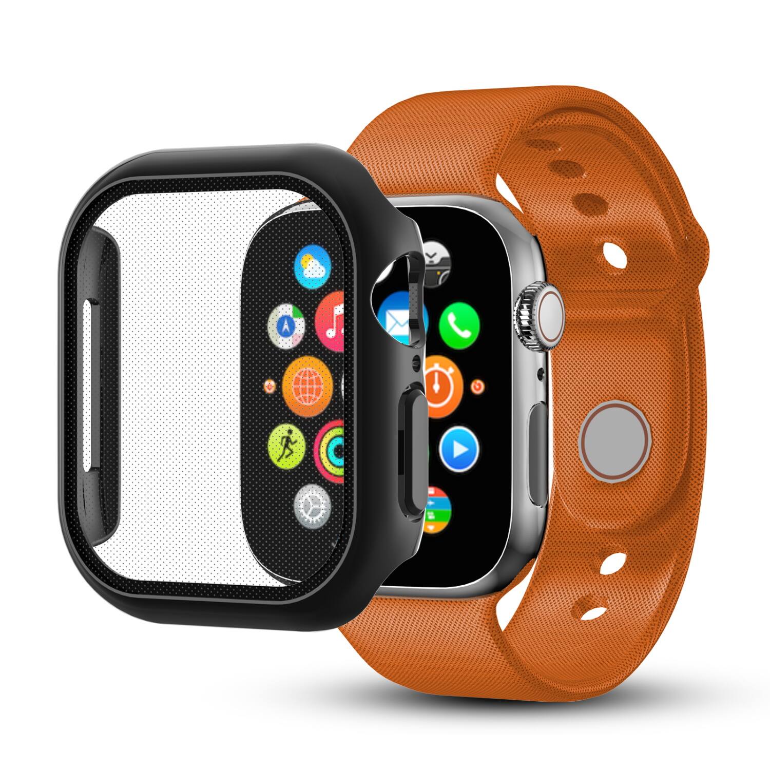 Alt View 1. Mybat - MyBat Case with Tempered Glass Screen Protector for Apple Watch Series 10 - 42mm / Black - Transparent.