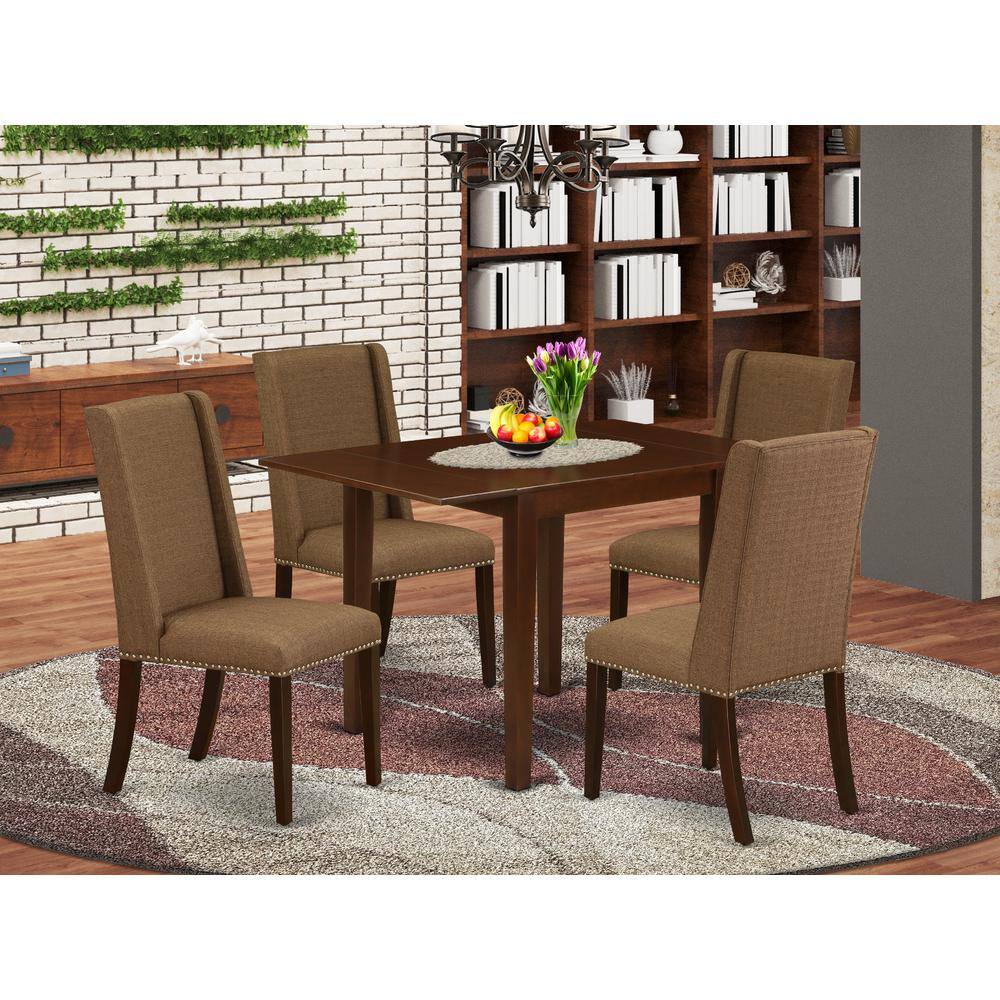 Angle. East West Furniture - Dining Room Set Mahogany - Brown.