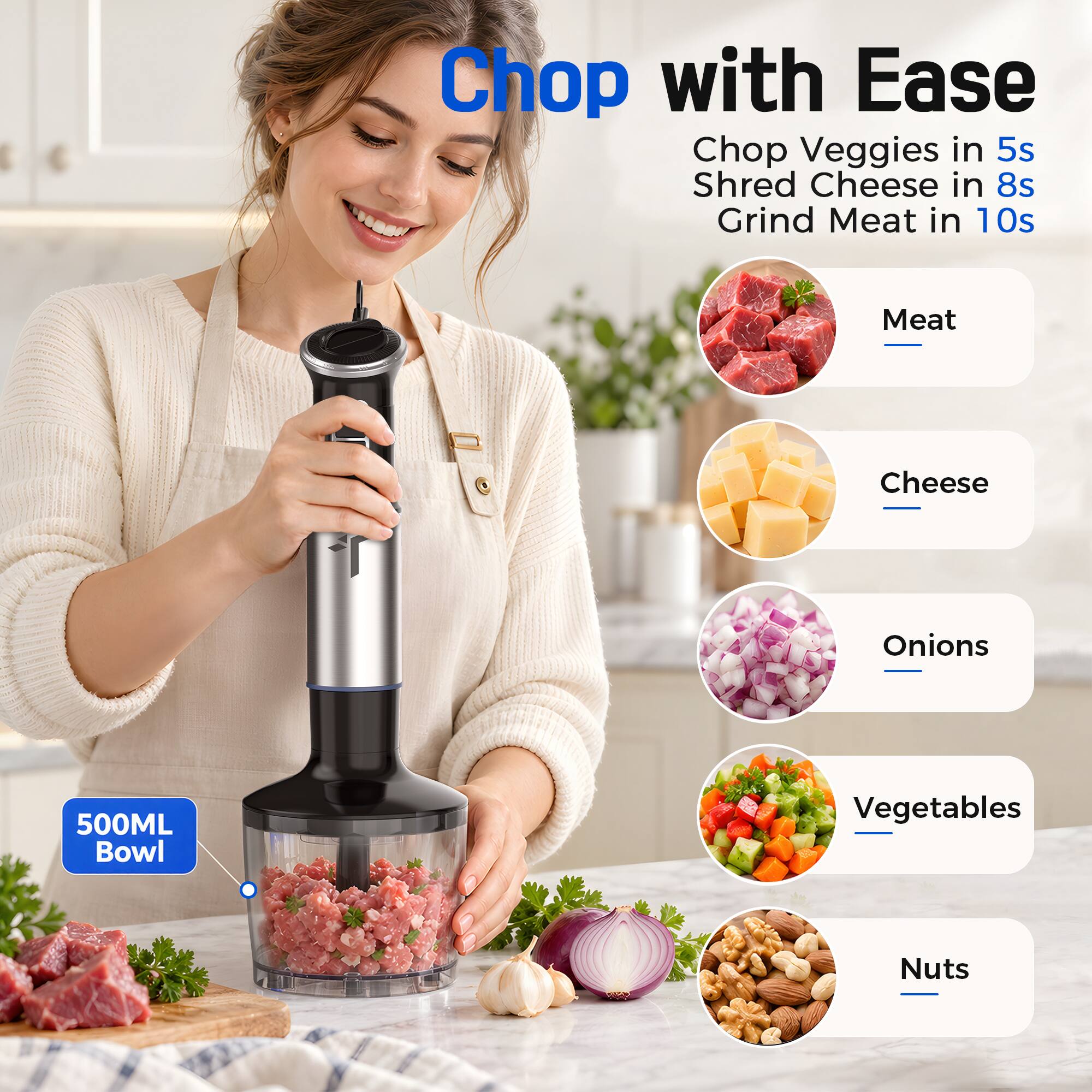 Teendow 7‑in‑1 Immersion Hand Blender with 1000W motor,Variable Stick ...
