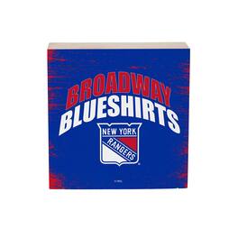 Evergreen Enterprises - New York Rangers 6" Square Fan Chant Wood Block Shelf Sign - Multicolor