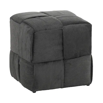 Front. GOODSILO - Square Corduroy Ottoman Foot Rest with Soft Comfort Padding and Sturdy Frame for Versatile Home Use - Grey.