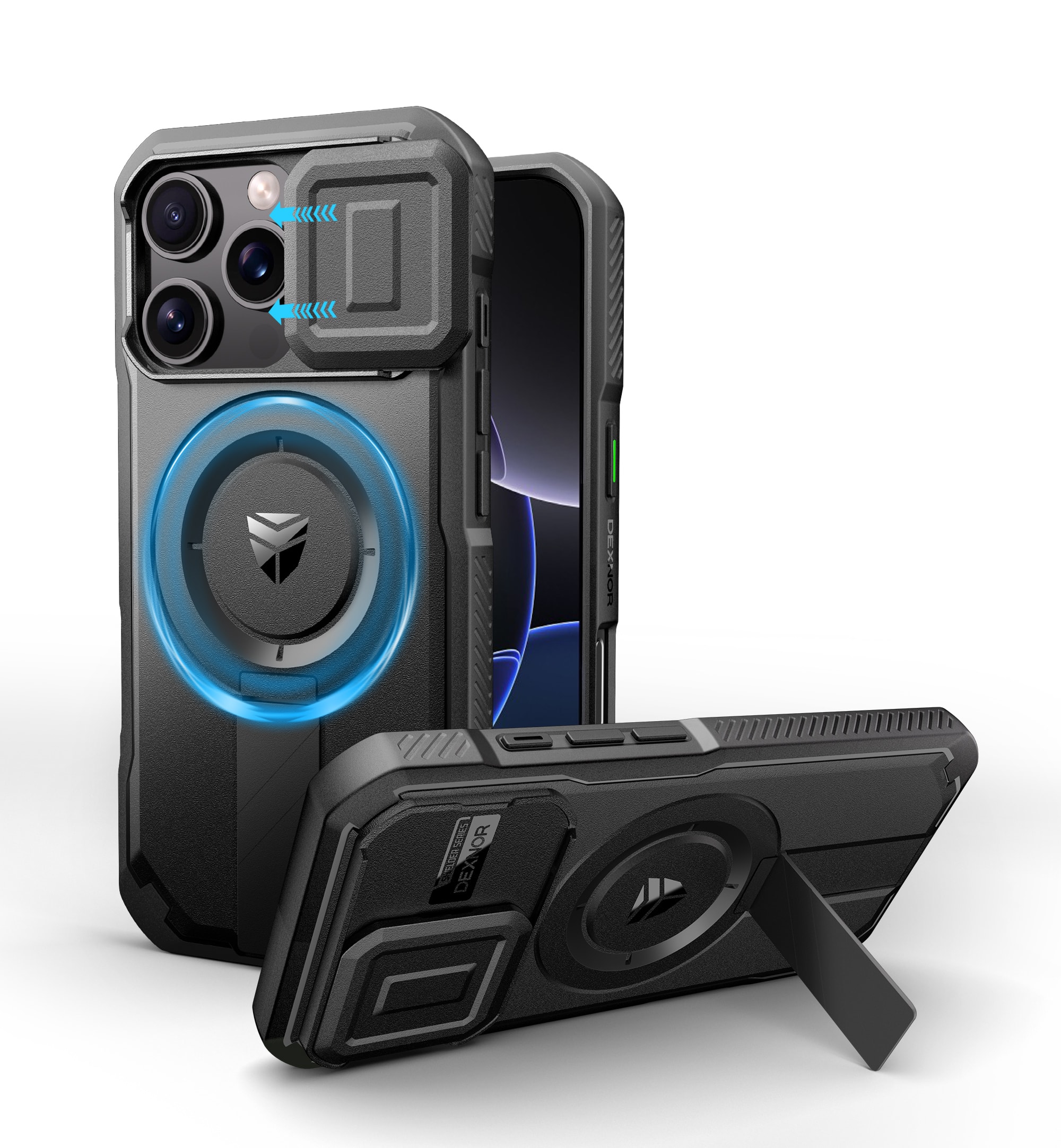 dexnor - for iPhone 16 Pro Case with Slide Camera Cover & Adjustable Kickstand - Black price history on PriceWatchPro