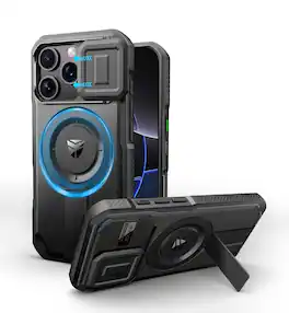 Dexnor - Case for iPhone 16 Pro with Slide Camera Cover, Magnetic Shockproof Bumper Heavy-Duty Protective Cover - Black