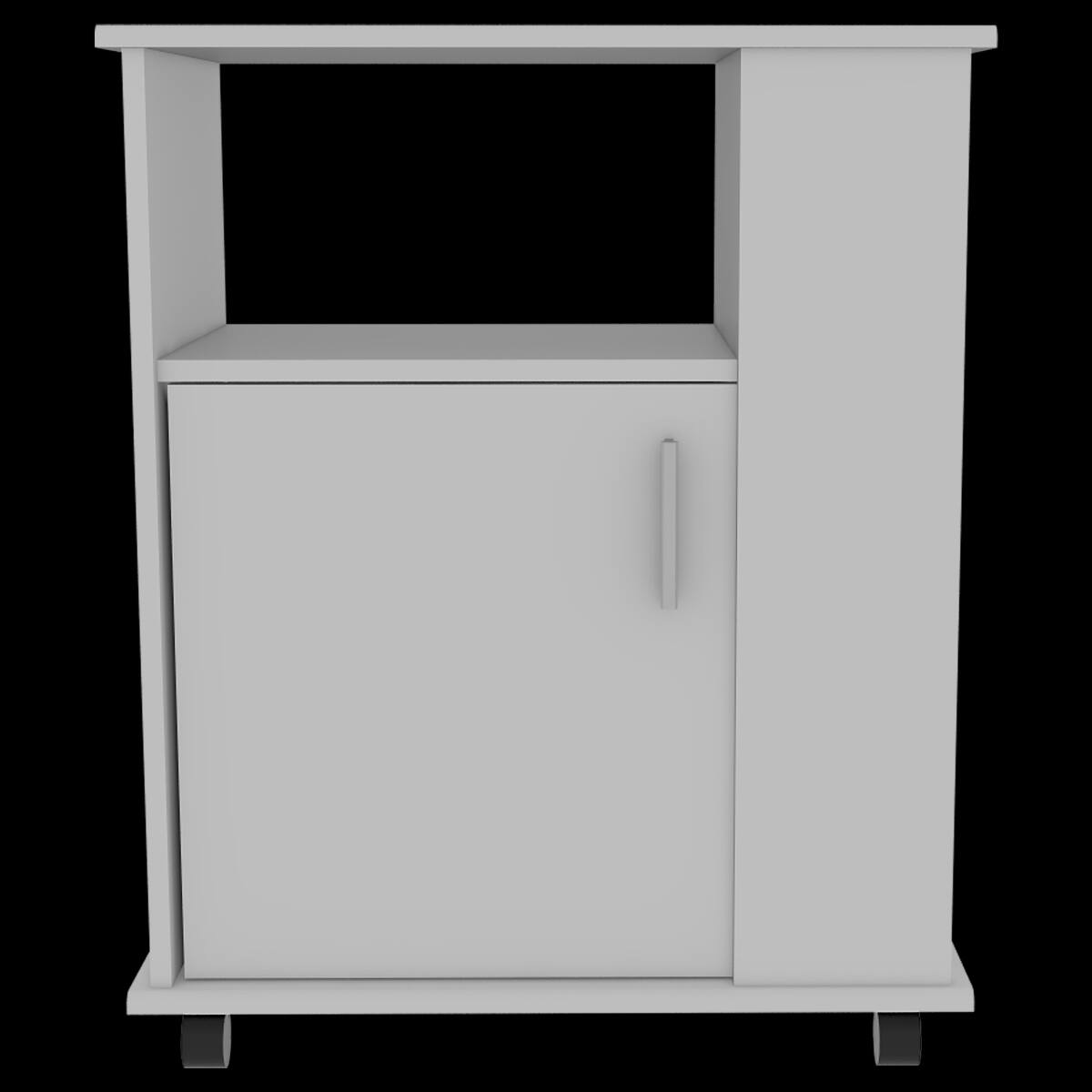 Left. Loheer - Loheer White Microwave Stand Single Door Kitchen Cabinet 29-Inch High Pantry - White.