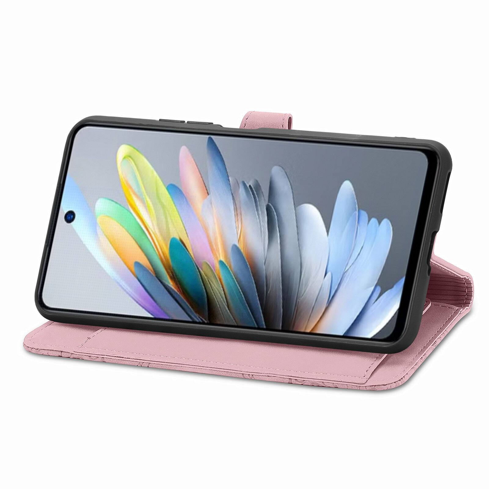 Alt View 2. Dteck - for Motorola G 5G (2025) Wallet Case,Folio Shockproof PU Leather Card Holder Cover with Zipper Pocket & Wrist Strap - Pink.