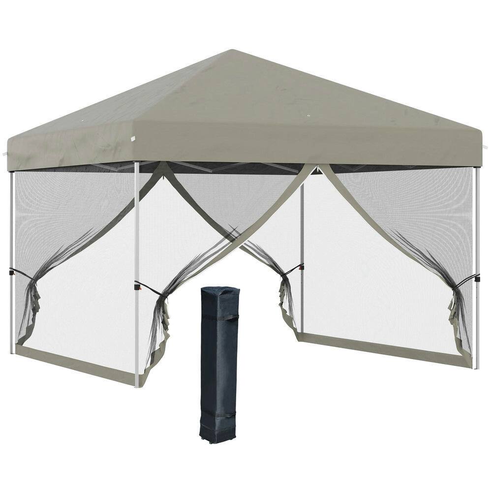 Front. Spaco - Spaco 10'x10' Pop Up Canopy Tent, Adjustable Height,Wheeled Bag,Screen Room - Beige.