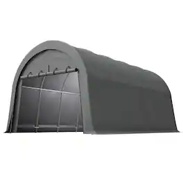 Mondawe - 12x20 FT Carport Canopy, Steel Frame Portable Garage - Gray