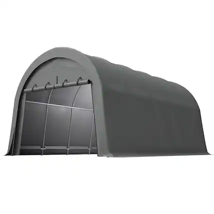 Front. Mondawe - 12x20 FT Carport Canopy, Steel Frame Portable Garage - Gray.