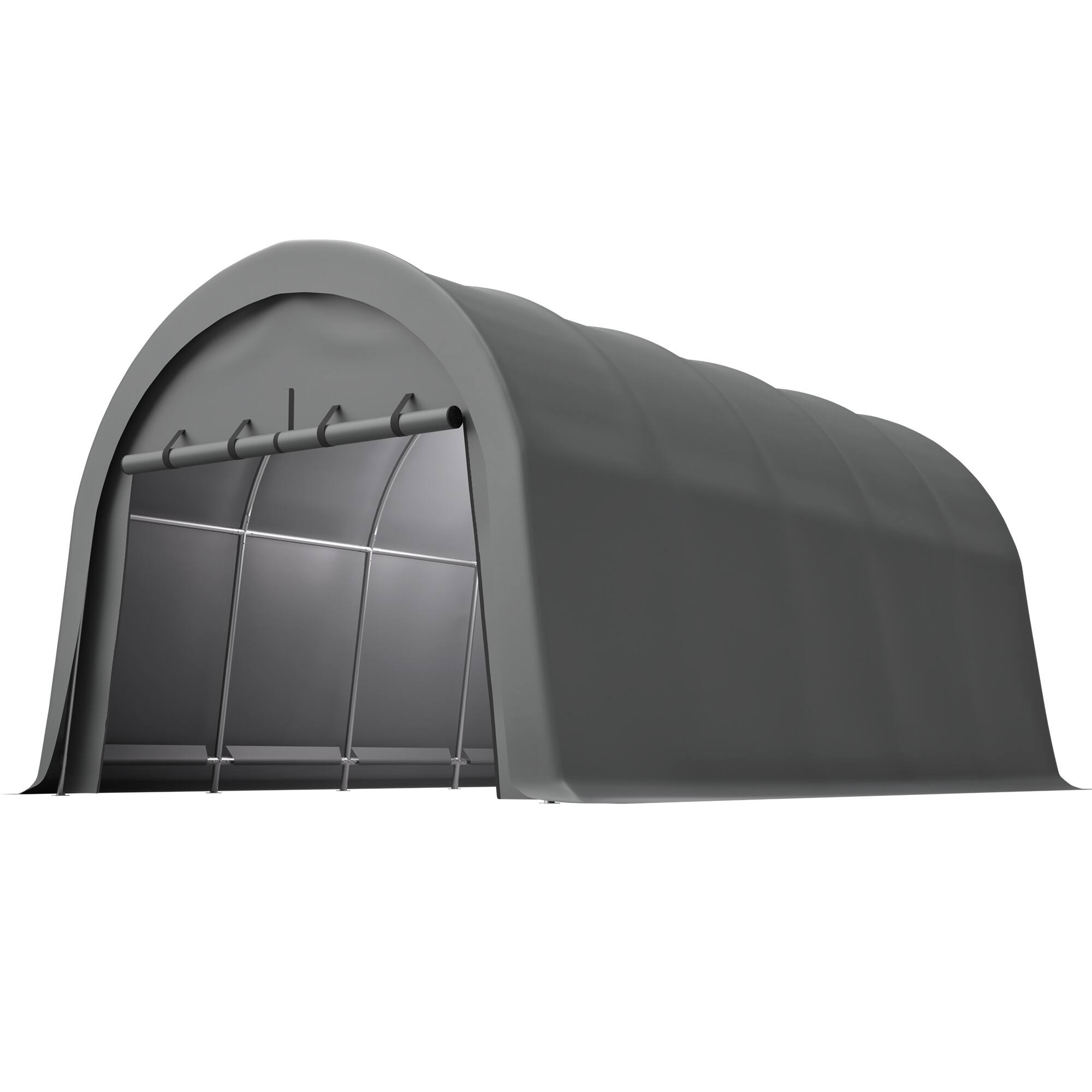 Front. Mondawe - 12x20 FT Carport Canopy, Steel Frame Portable Garage - Gray.