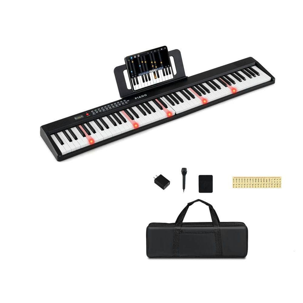 Resenkos - 88-Key Portable Foldable Semi-Weighted Electric Piano Keyboard - Black