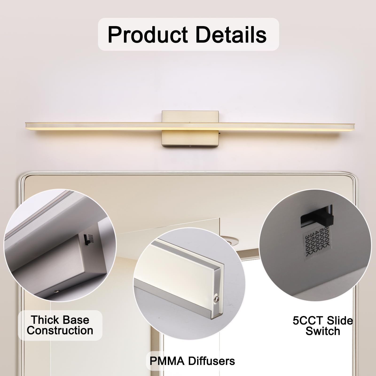 Product Details

- 3000K
- 3500K
- 5CCT Slide Switch
- Thick Base Construction
- PMMA Diffusers