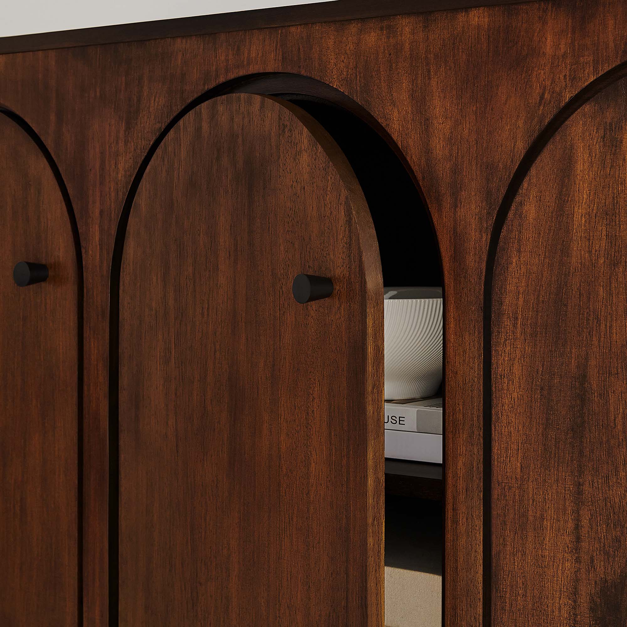Alt View 1. Modway - Appia 3-Door Arched Door Sideboard Storage Cabinet by Modway - Walnut.