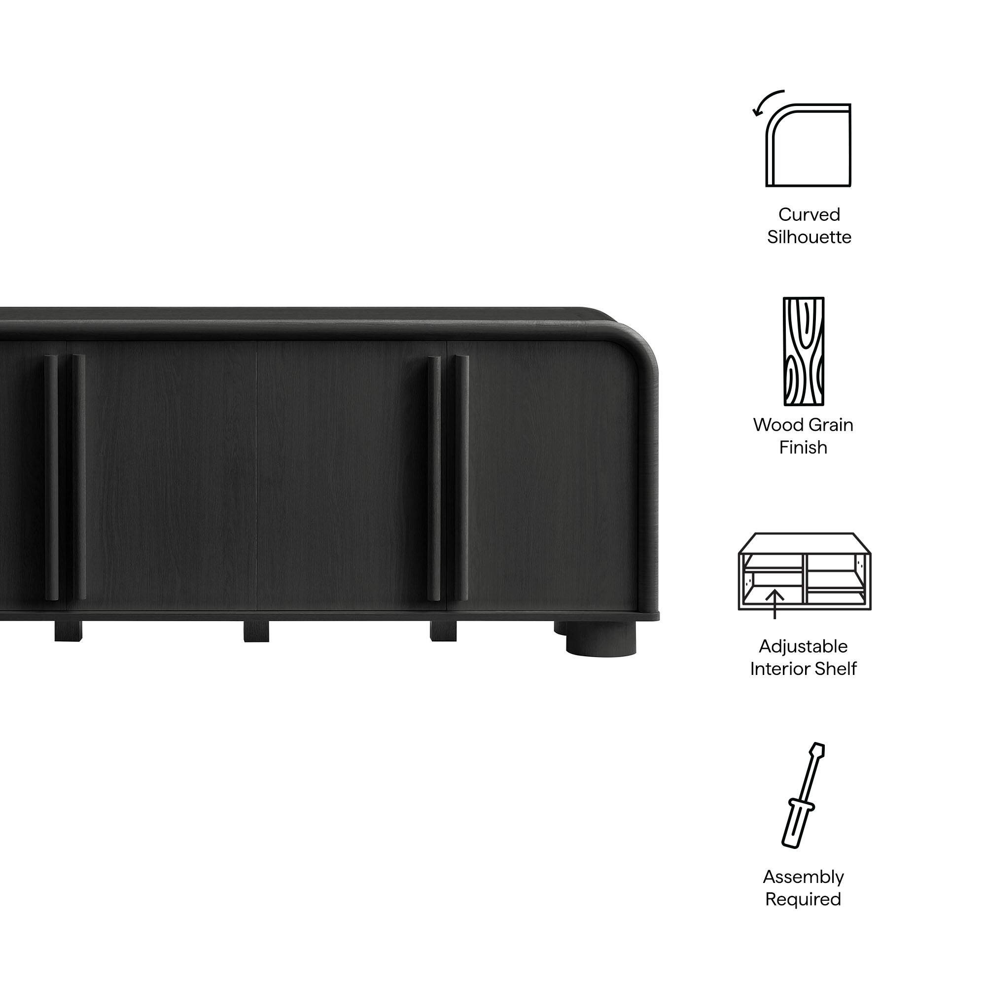 Curved Silhouette  
Wood Grain Finish  
Adjustable Interior Shelf  
Assembly Required