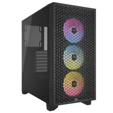 Front. CORSAIR - CORSAIR 3000D RGB Airflow Mid-Tower PC Case, Black, 3 AR120 RGB Fans, High-Airflow, Up to 8x120mm - Black.