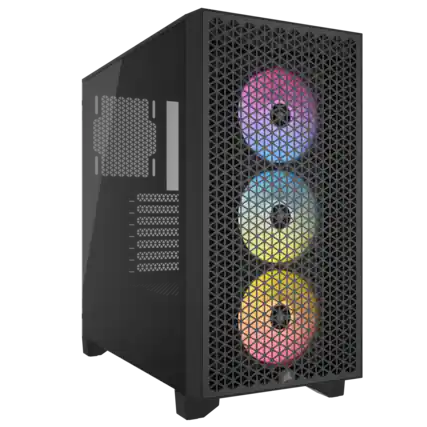 Front. CORSAIR - CORSAIR 3000D RGB Airflow Mid-Tower PC Case, Black, 3 AR120 RGB Fans, High-Airflow, Up to 8x120mm - Black.