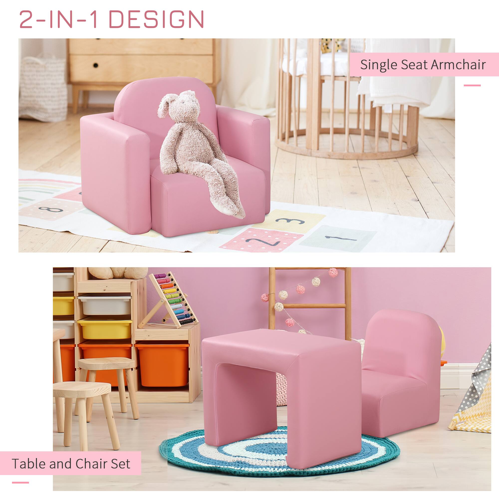 2-IN-1 DESIGN

Single Seat Armchair

Table and Chair Set