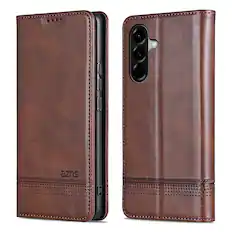 Front. UUCOVER - Wallet Case for Samsung Galaxy S26 FE,PU Leather Wallet Folio Case with Card Slots Shockproof Kickstand Cover - Brown.