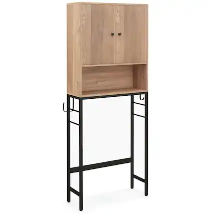 Front. Kadyn - Over The Toilet Storage Cabinet with 2 Doors and Adjustable ShelfNatural Bathroom Cabinets for Entryway - Natural.