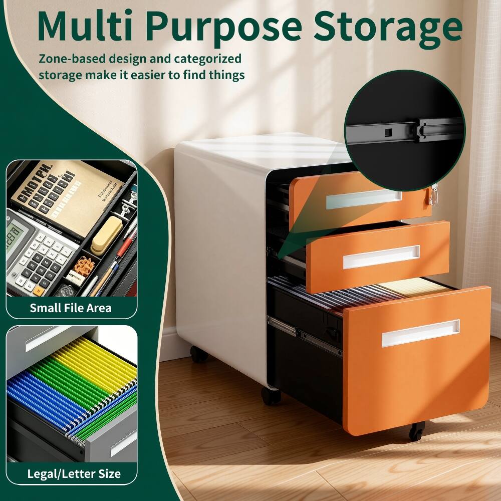 Multi Purpose Storage  
Zone-based design and categorized storage make it easier to find things  

Small File Area  
Legal/Letter Size